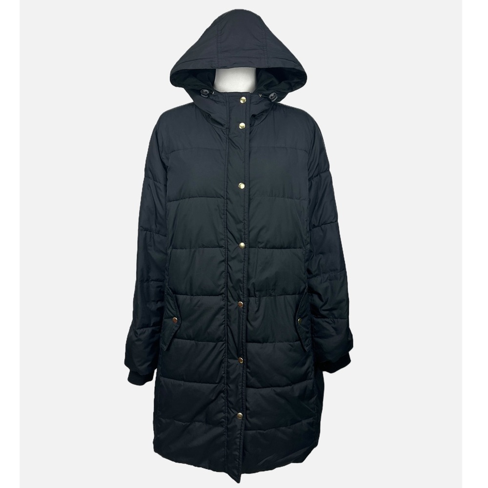 J. Crew Mercantile Long Puffer Coat Black J6870 Size 2X - Picture 2 of 12